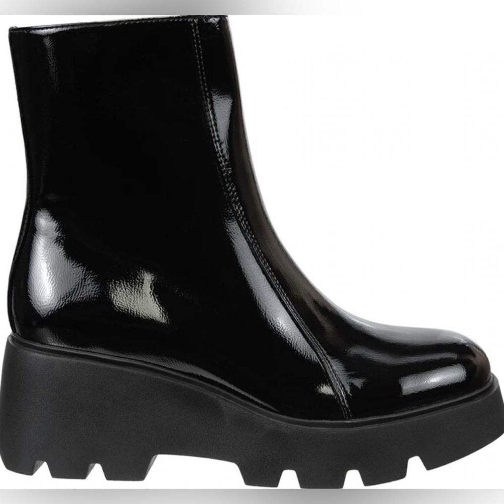 Naked Feet Glossy Black Platform Ankle Boots